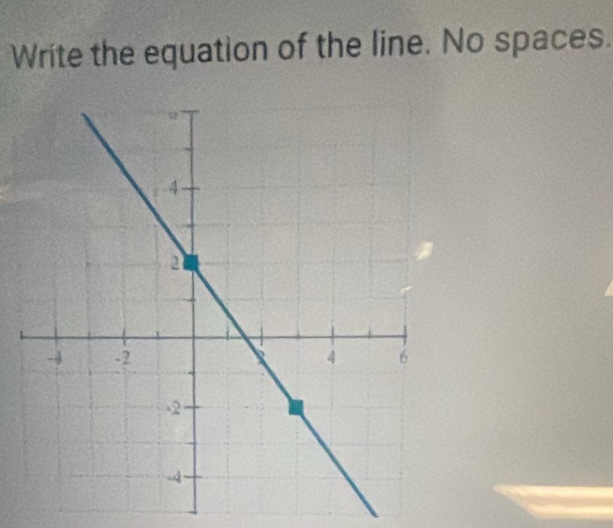 Write the equation of the line. No spaces.