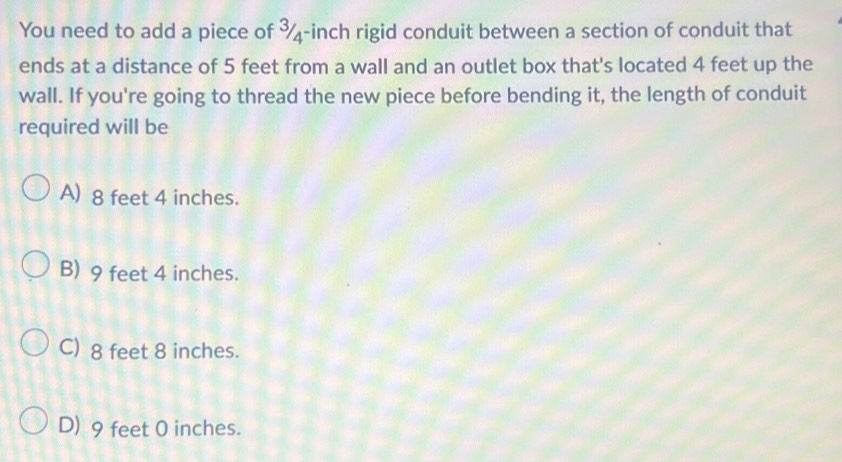 Solved: You need to add a piece of ¾-inch rigid conduit between a ...
