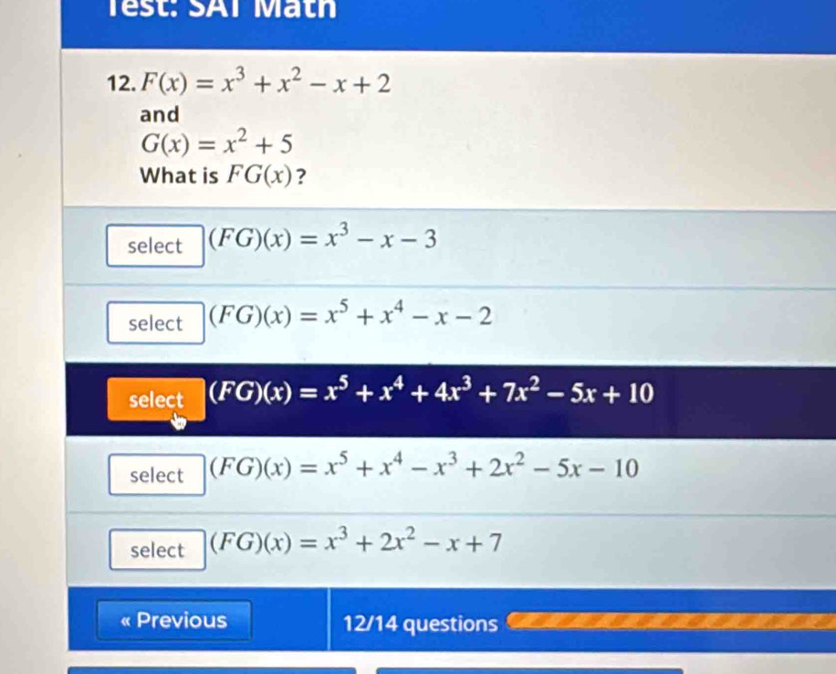 Test: SAT Math