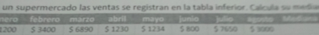 un supermercado las ventas se registran en la tabla inferior. Calcula su media