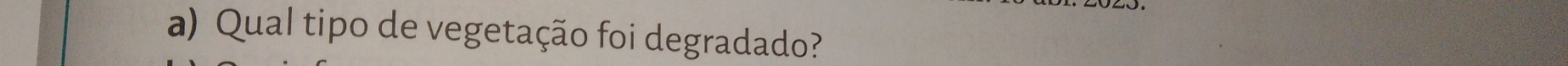 Qual tipo de vegetação foi degradado?