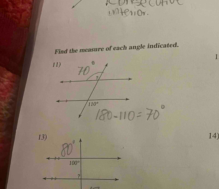 Find the measure of each angle indicated.
1
14)