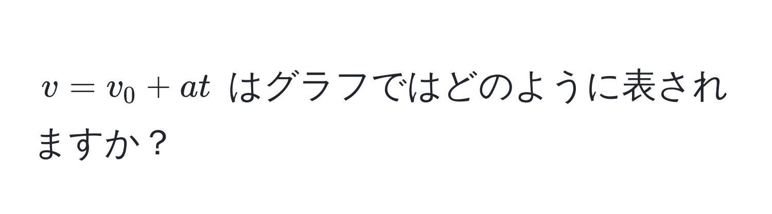 $v = v_0 + at$ はグラフではどのように表されますか？