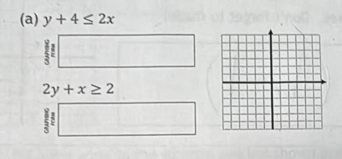 y+4≤ 2x
ξ
2y+x≥ 2
j