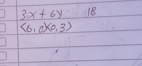 3x+6y18
langle 6,0rangle langle 0,3rangle