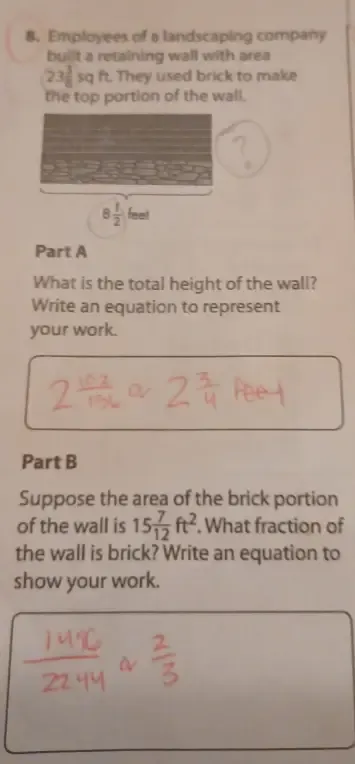Solved: Employees of a landscaping company built a retaining wall with ...