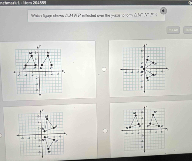 Solved: nchmark 1 - Item 204555 Q Which figure shows MNP reflected over ...
