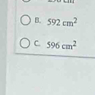 592cm^2
C. 596cm^2