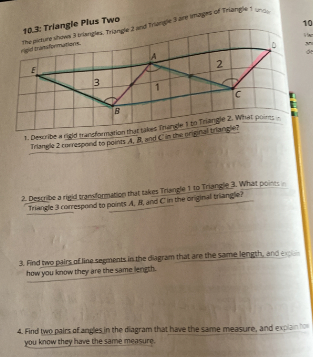 Solved: 10.3: Triangle Plus Two 10 The picture shows 3 triangles ...