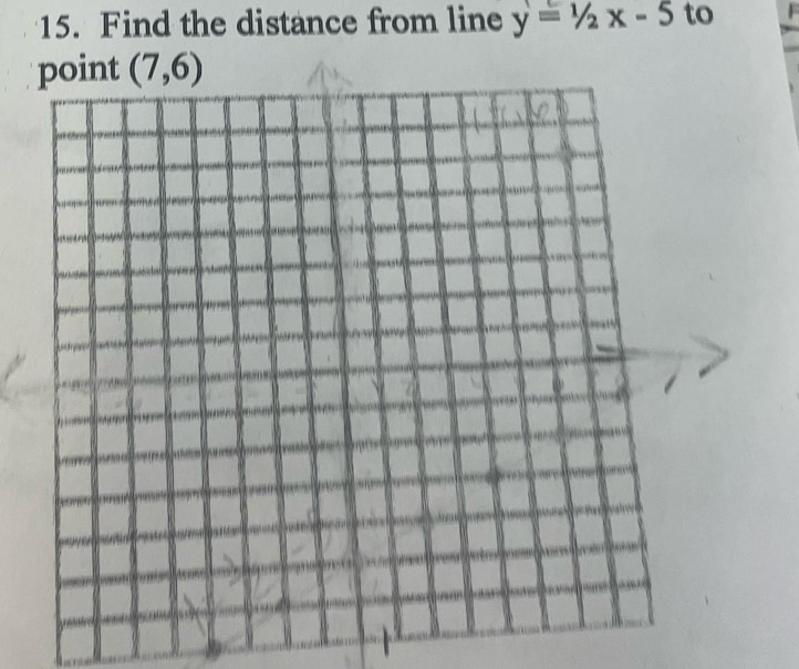 Find the distance from line y=1/2x-5 to