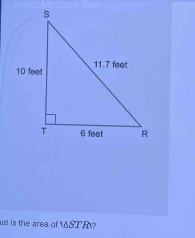 at is the area of △ STR ?