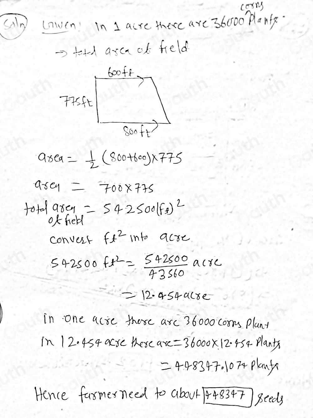 Solved: MODELING REAL LIFE A farmer wants to plant corn so that there ...