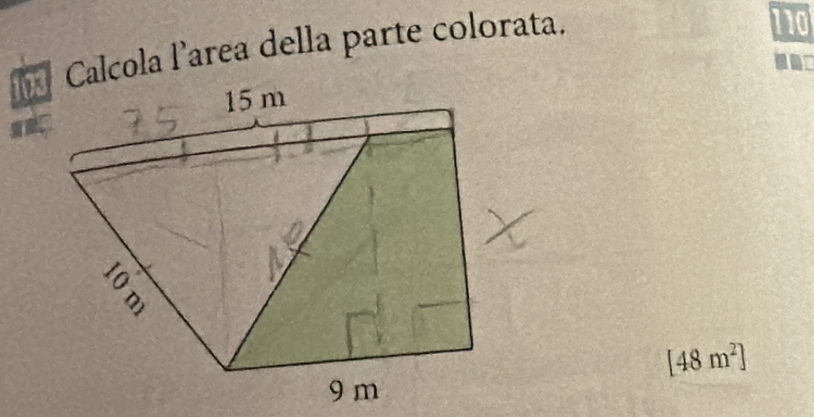 Calcola larea della parte colorata. 
n1o

[48m^2]