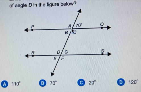 a 110° 70° 20° 120°