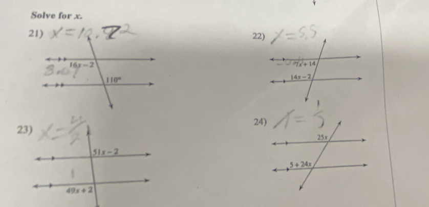 Solve for x.
22)