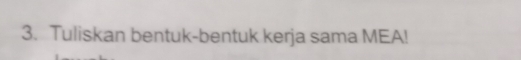 Tuliskan bentuk-bentuk kerja sama MEA!