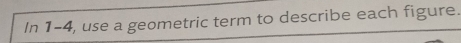 In 1-4, use a geometric term to describe each figure.