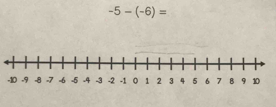 -5-(-6)=
-10 -8 -7 -6 -5 -4 -3 -2 -1 0