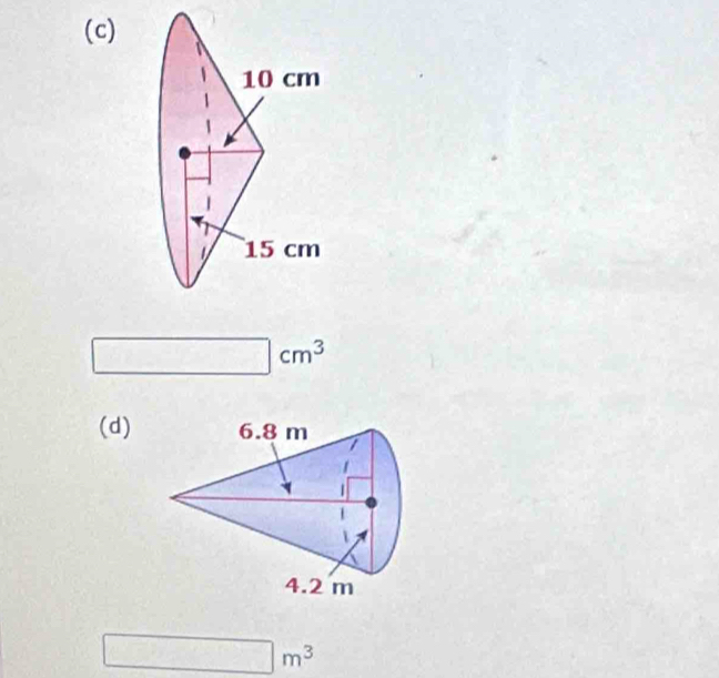 □ cm^3
(d)
□ m^3