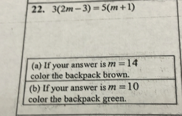 3(2m-3)=5(m+1)