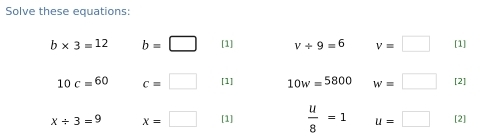 Solve these equations: