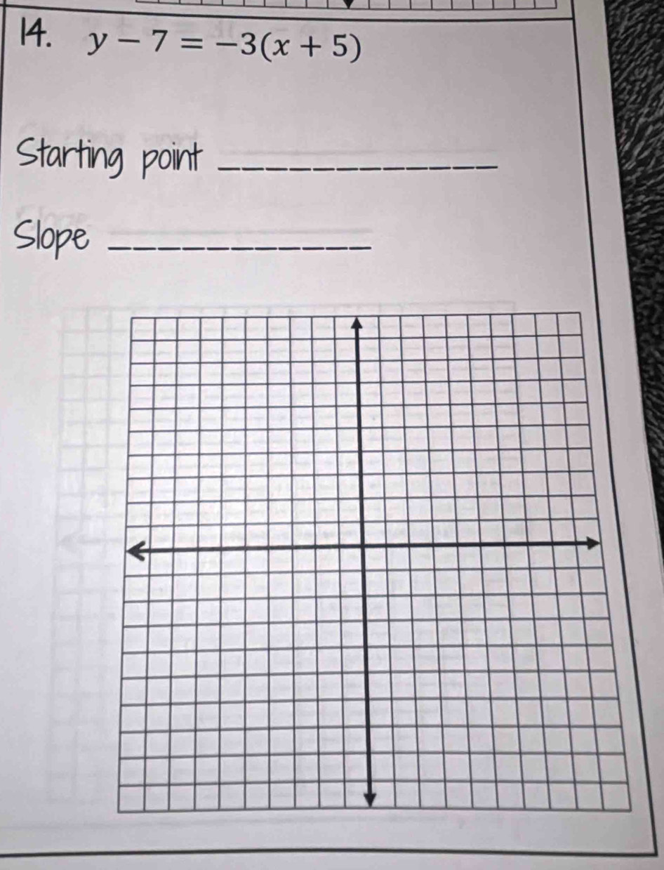 y-7=-3(x+5)
Starting point_ 
Slope_