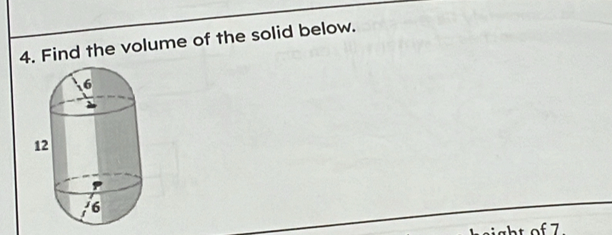 Find the volume of the solid below. 
of