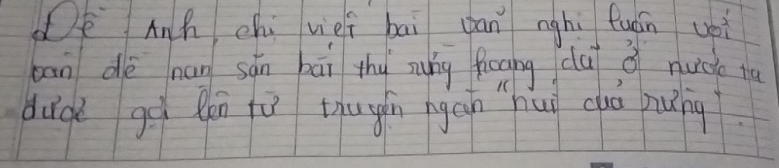 De Anh chi viei bāi pan nghi fuán voi 
bān dè nan sán bāi thu rung fioong du o nucke tu 
dugù gà len ú tiugin ngcn hui cuà nung