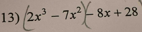 2x³ − 7x² − 8x + 28