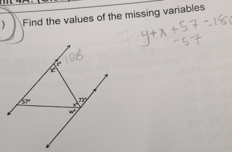  Find the values of the missing variables