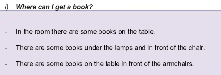 Where can I get a book?
In the room there are some books on the table.
There are some books under the lamps and in front of the chair.
There are some books on the table in front of the armchairs.