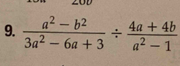  (a^2-b^2)/3a^2-6a+3 /  (4a+4b)/a^2-1 