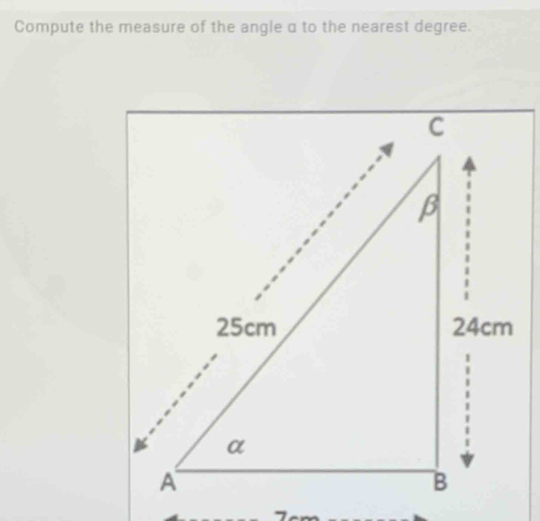 Compute the measure of the angle a to the nearest degree.