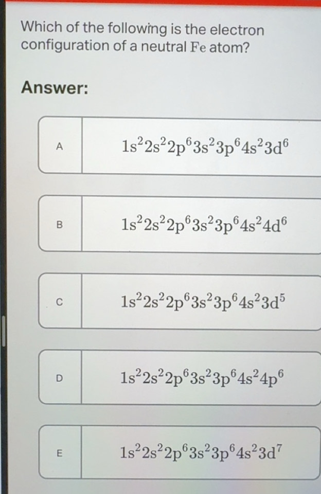 Solved: Which of the following is the electron configuration of a ...