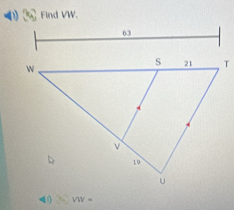 Find VW. 
(1) VW=