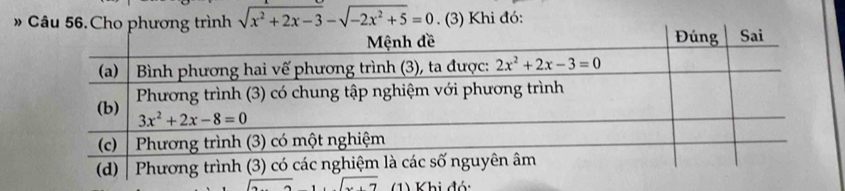 » sqrt(x^2+2x-3)-sqrt(-2x^2+5)=0. (3) Khi đó:
(x+7 (1) Khi đó: