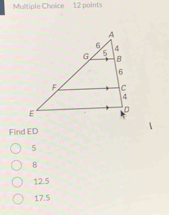 Find ED
5
8
12.5
17.5