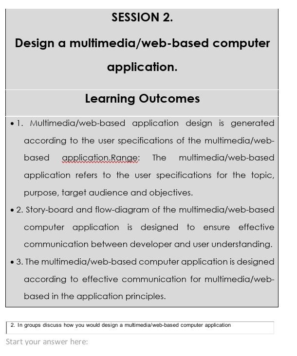 Solved: SESSION 2. Design a multimedia/web-based computer application ...