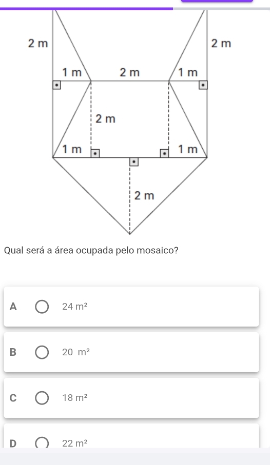 A 24m^2
B 20m^2
C 18m^2
D 22m^2