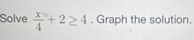 Solve  x/4 +2≥ 4. Graph the solution.