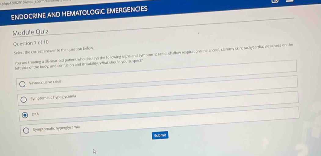 Solved: Ephp/42802910/mod_scorm/conter ENDOCRINE AND HEMATOLOGIC ...