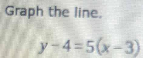 Graph the line.
y-4=5(x-3)