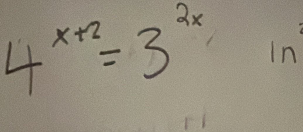 4^(x+2)=3^(2x)in