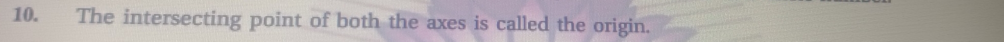 The intersecting point of both the axes is called the origin.
