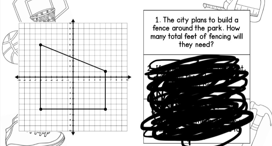 The city plans to build a 
fence around the park. How 
many total feet of fencing will 
they need?