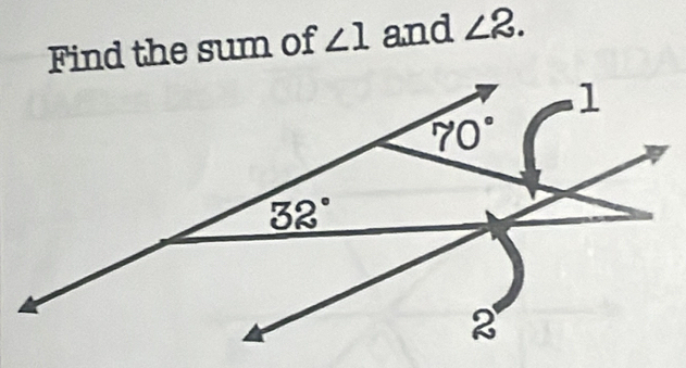 Find the sum of ∠ 1 and ∠ 2.