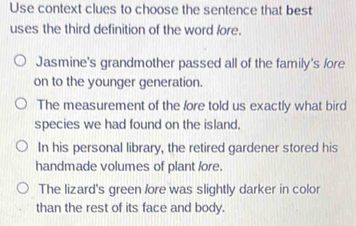 Solved: Use context clues to choose the sentence that best uses the ...