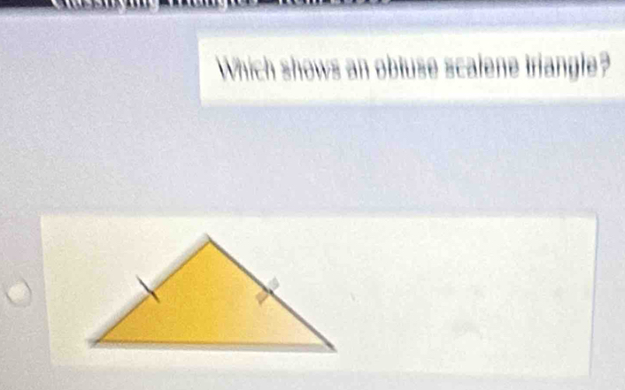 Which shows an obluse scalene triangle?