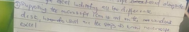 hoord aloyade 
It efcel ludkcefing aul e difference 
SSupposing the mcrosoft Yam is nt in to cindow 
dest, ho do ushil ant the stops to know mcresoff 
edcel