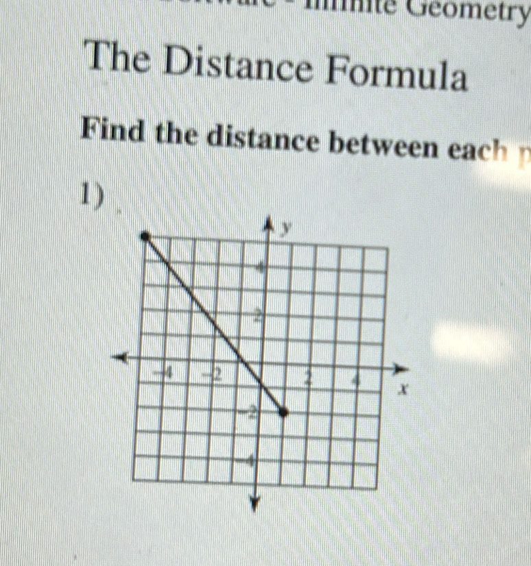 ité Géometry 
The Distance Formula 
Find the distance between each p
1)